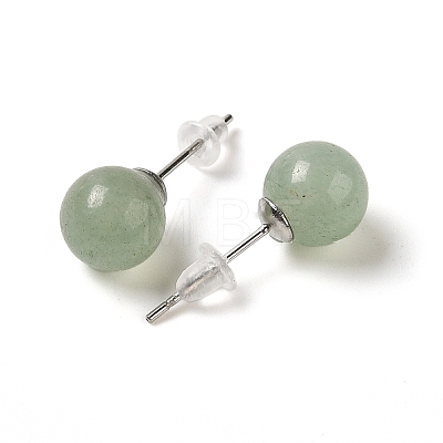 Natural Green Aventurine Stud Earrings X-G-B075-02P-02-1