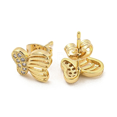Brass Micro Pave Cubic Zirconia Ear Studs EJEW-P261-23B-G-1