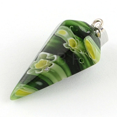 Cone Handmade Millefiori Glass Pendants LK-R010-M1-1