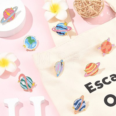 8Pcs 8 Styles Celestial Body Theme Enamel Pins JEWB-CJ0003-52-1