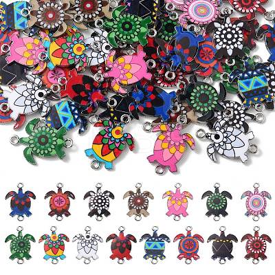 60Pcs 15 Styles Alloy Enamel Connector Charms ENAM-CJ0004-88-1