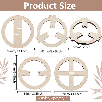 2 Sets Plywood Candle Wick Holders AJEW-BC0007-87B-1