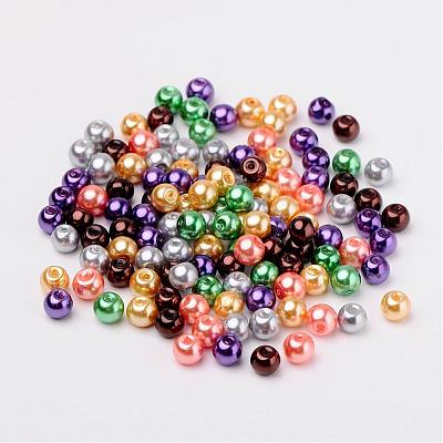 Halloween Mix Pearlized Glass Pearl Beads HY-X006-6mm-07-1