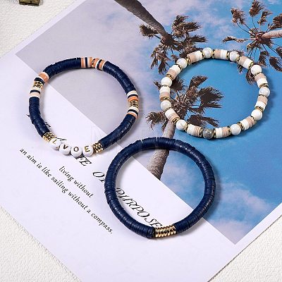 Love Beads Stacking Stretch Bracelets Set for Women BJEW-SZ0001-93-1