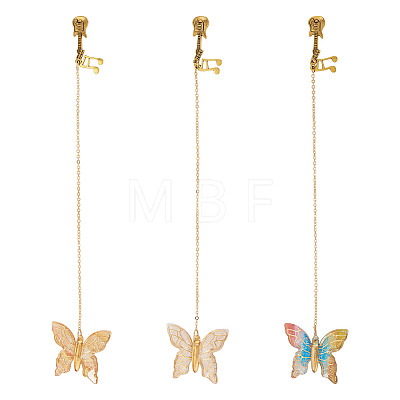 3Pcs Butterfly Acrylic & Alloy Musical Note Guitar Charm Bookmark AJEW-TA00045-1