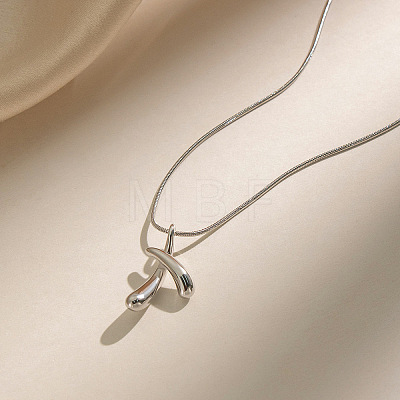 304 Stainless Steel Cross Teardrop Pendant Necklaces for Women LV5692-2-1