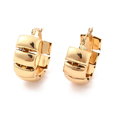 Vacuum Plating 304 Stainless Steel Rectangle Tile Hoop Earrings for Women X-EJEW-F280-19G-1