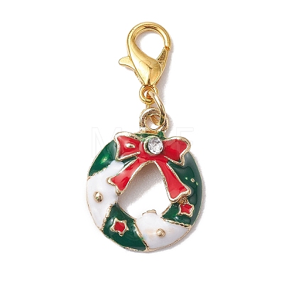 12Pcs 12 Styles Christmas Alloy Enamel Pandant Decorations HJEW-JM01949-1