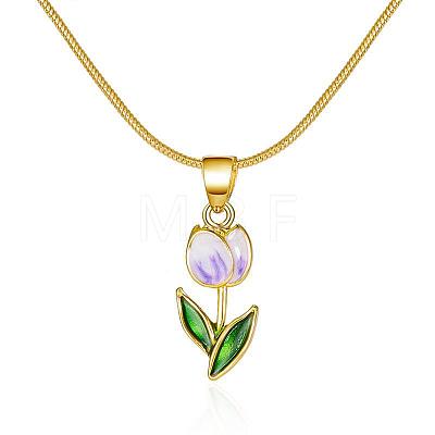 Tulip Alloy Enamel Pendant Necklaces FS-WGE671B-05-1