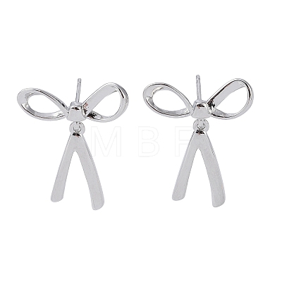 Rack Plating Bowknot Brass Stud Earrings for Women EJEW-NH0002-03P-1