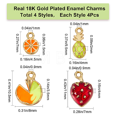 16Pcs 4 Style Brass Enamel Pendants FIND-CN0001-25-1