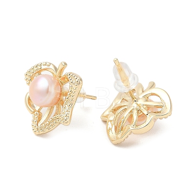 Natural Pearl Ear Studs EJEW-P285-02G-1