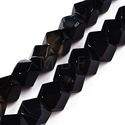 Natural Black Agate Beads Strands G-T138-39-1