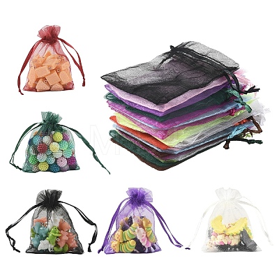100Pcs Rectangle Organza Drawstring Bags CON-YW0001-87-1