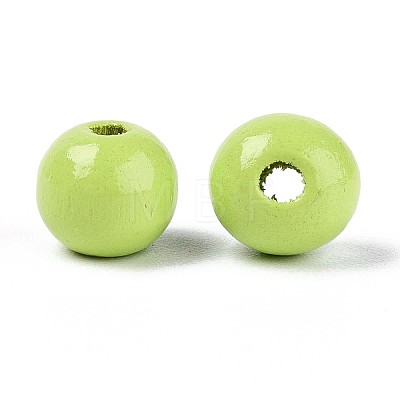 Spray Painted Round Natural Schima Wood Beads WOOD-A018-8mm-19-1
