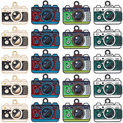 32Pcs 4 Colors Alloy Enamel Pendants ENAM-SC0008-20-1