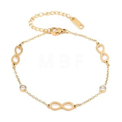 Infinity 304 Stainless Steel Rhinestone Link Bracelets BJEW-B171-12G-1