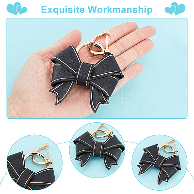 Handmade Cute Bow Ladies Car Keychain KEYC-WH0004-61KCG-02-1