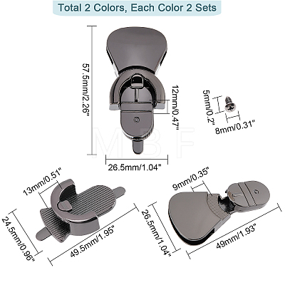 CHGCRAFT 4 Sets 2 Colors Zinc Alloy Latch Lock Set FIND-CA0003-90-1