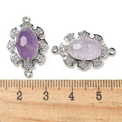 Natural Amethyst Faceted Oval Connector Charms G-G181-06P-04-1