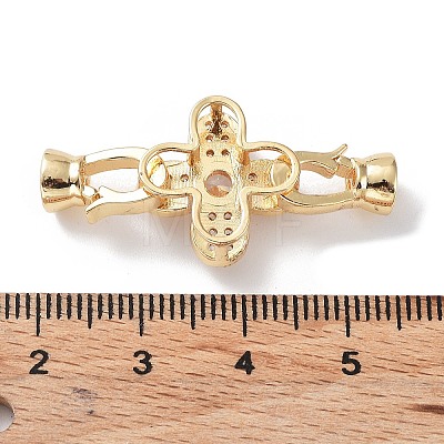 Rack Plating Brass Pave Clear Cubic Zirconia Fold Over Clasps KK-Q797-06G-1