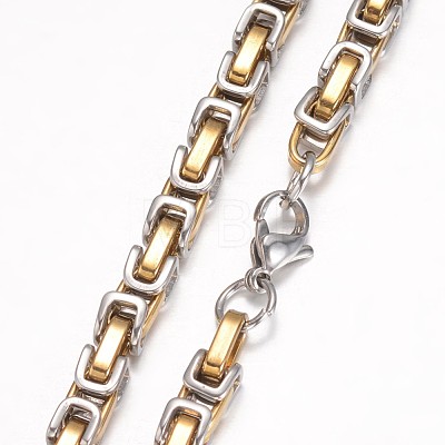 201 Stainless Steel Byzantine Chain Necklaces NJEW-K062-02C1-5mm-1