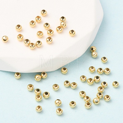 Real 24K Gold Plated Brass Round Spacer Beads X-PALLOY-M029-03G-1