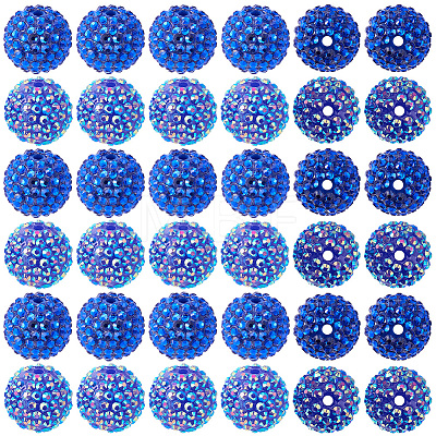 40Pcs 2 Styles Transparent Resin Rhinestone Graduated Beads RESI-BM0001-13-1