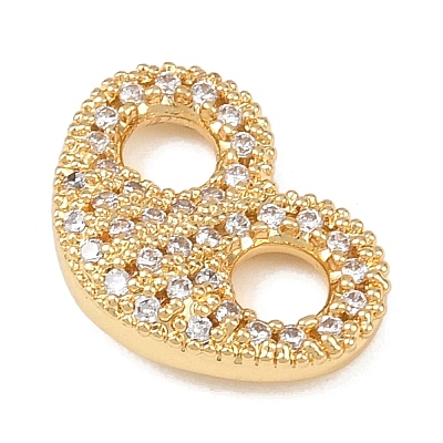 Brass Micro Pave Clear Cubic Zirconia Links Connector Charms KK-K413-06G-1