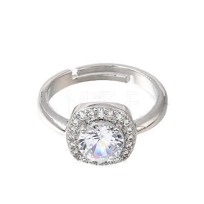 Brass Micro Pave Clear Cubic Zirconia Cuff Open Rings CU-CBA5C10-12P-1