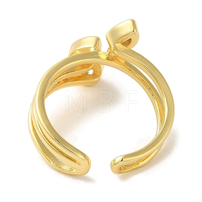 Rack Plating Brass Micro Pave Cubic Zirconia Cuff Ring RJEW-P104-04G-1