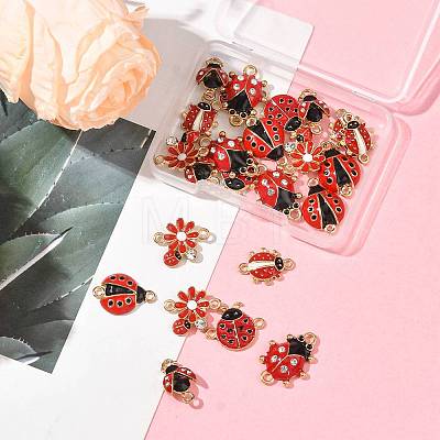 24Pcs 6 Styles Alloy Crystal Rhinestones Connector Charms FIND-FS0004-78-1