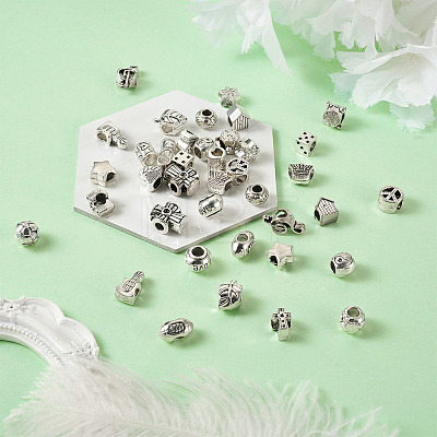 Kissitty 40Pcs 20 Style Zinc Alloy European Beads FIND-KS0001-20-1