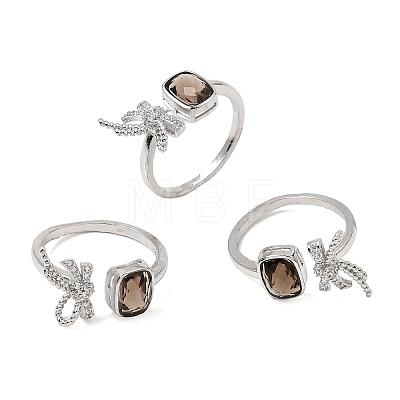 Brass Micro Pave Cubic Zirconia Finger Rings CU-CBA260E-12P-1