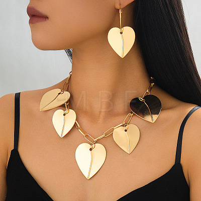 Alloy Heart Charm Necklaces & Hoop Earring Sets for Women WG0FBAA-01-1