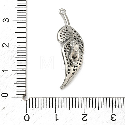 Leaf Brass Micro Pave Cubic Zirconia Enhancer Shortener Bails KK-F934-07B-P-1