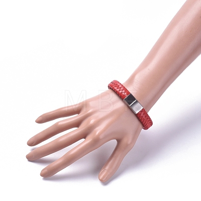 Unisex Leather Cord Weave Bracelets BJEW-JB04893-1