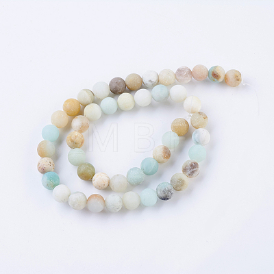 Frosted Natural Flower Amazonite Round Bead Strands G-J363-01-8mm-1