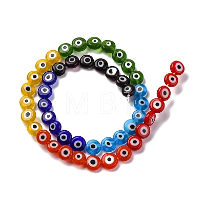 Chakra Theme Handmade Evil Eye Lampwork Beads Strands LAMP-G164-07B-1