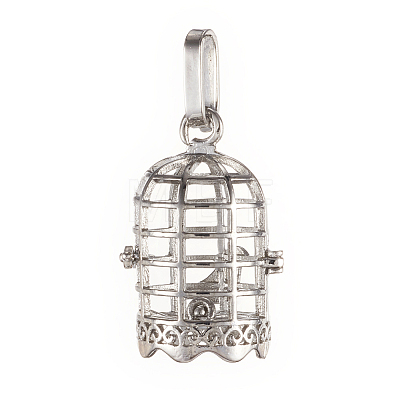 Brass Cage Pendants KK-K163-20P-NR-1