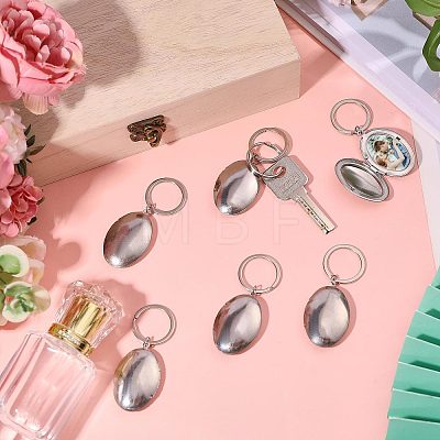 6Pcs 316 Stainless Steel Locket Pendant Keychain KEYC-PH01648-1