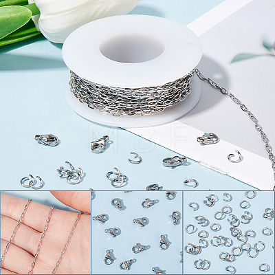 10M 304 Stainless Steel Paperclip Chains FIND-SC0012-54-1