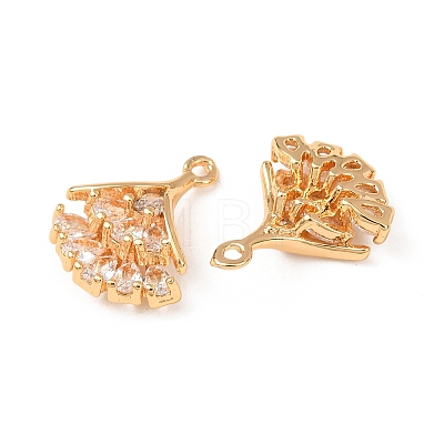 Brass Micro Pave Clear Cubic Zirconia Charms KK-T082-01G-1