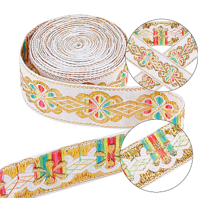 Flat Ethnic Style Embroidery Polyester Ribbons OCOR-WH0067-86C-1