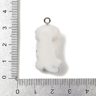 Animal Theme Flocky Opaque Resin Pendants RESI-H042-01P-08-1
