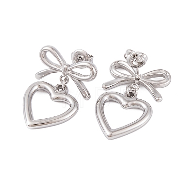 Bowknot 304 Stainless Steel Stud Earrings EJEW-A049-13P-1