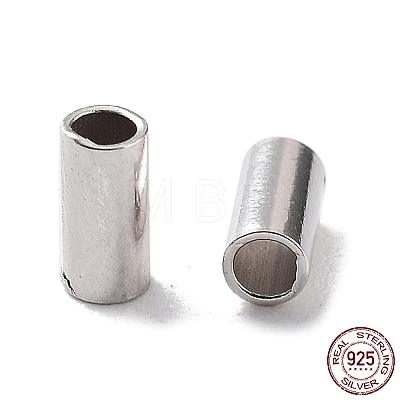 Anti-Tarnish Rhodium Plated 925 Sterling Silver Spacer Tube Beads STER-Z006-02A-P-1