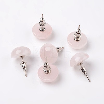 Half Round Dome Natural & Synthetic Mixed Stone Stud Earrings EJEW-L171-M-1