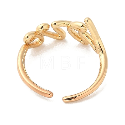 Word Love Brass Open Cuff Ring for Women RJEW-A040-04G-1