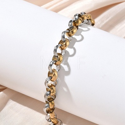Two-tone 304 Stainless Steel Rolo Chain Bracelets for Women BJEW-A160-05GP-1